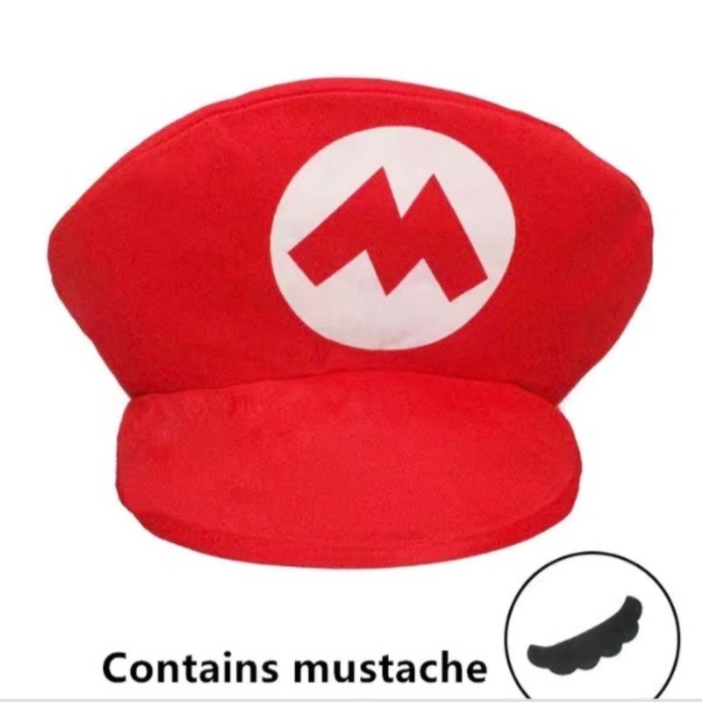 Nintendo - Mario (Super Mario Brothers) Hat & mustache - 22 inches